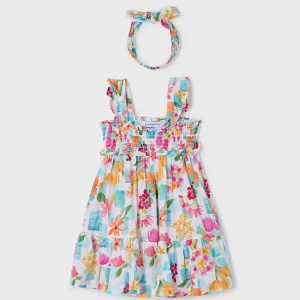 Abito e fascia MAYORAL a fantasia turchese 2 anni - 10 anni