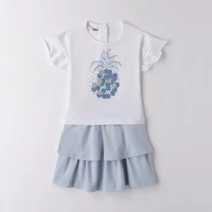 Completo i DO t-shirt e gonna azzurra 12 mesi - 8 anni