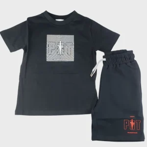 Completo CESARE PACIOTTI kids e junior t-shirt nera e bermuda nero 4 anni - 16 anni