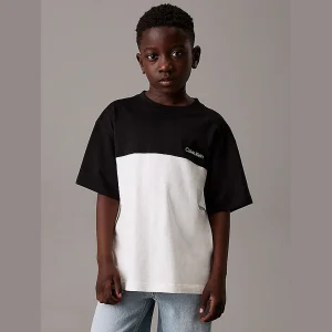 T-shirt CALVIN KLEIN bicolor logo ricamato oversize 4 anni - 16 anni
