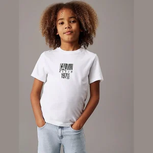 T-shirt CALVIN KLEIN con logo binaco e nero 4 anni - 16 anni
