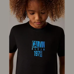 T-shirt CALVIN KLEIN con logo nero e bluette 4 anni - 16 anni
