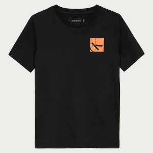 T-shirt CALVIN KLEIN nera logo arancio 4 anni - 16 anni