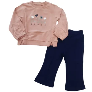 Completo CHICCO felpa rosa e pantalone a zampa blu 3 mesi - 4 anni
