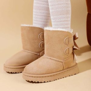 Stivali KS by SOFIA con ecopelliccia e fiocchi sul retro beige 25-36