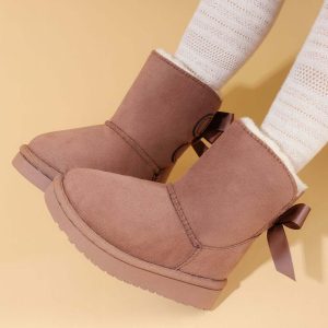 Stivaletti KS by SOFIA con ecopelliccia e fiocco sul retro taupe 21-24