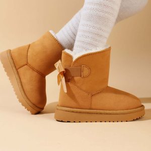 Stivaletti KS by SOFIA con ecopelliccia e fiocco sul retro camel 21-24