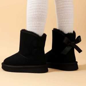 Stivaletti KS by SOFIA con ecopelliccia e fiocco sul retro nero 21-24
