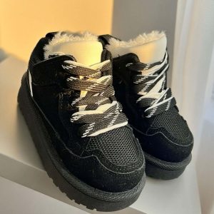 Scarpe KS by Sofia con laccio ed ecopelliccia nero 25 - 36