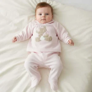 Completo in ciniglia rosa Les Jolies con orsetto 0 mesi - 6 mesi