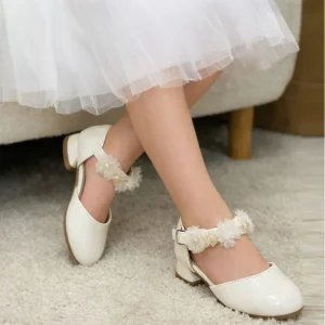 Ballerine Doremi eleganti bianche in vernice con fiorellini applicati 25 - 36