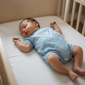 Pagliaccetto GUESS azzurro con maxilogo dotato di scatola regalo 0mesi / 6 mesi