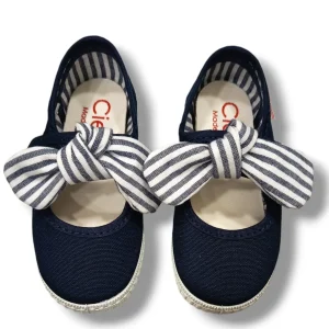 Ballerine CIENTA blu in cotone con nodino removibile 20 - 30