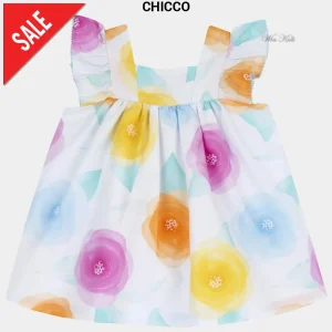 Abito CHICCO bambina bianco con stampe multicolor dalla 3mesi alla 2anni