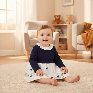 Abito CHICCO bianco e blu tema orsetto 3 mesi - 4 anni