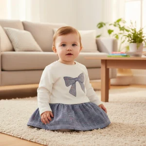 Abito CHICCO felpato con fiocco 3 mesi - 4 anni
