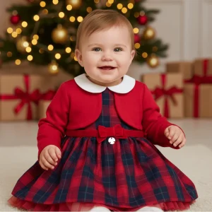 Abito CHICCO Natale scozzese rosso e blu 3 mesi - 3 anni