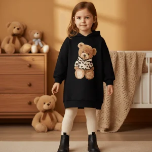 Abito MAYORAL in felpa nero con stampa orso 2 anni - 10 anni