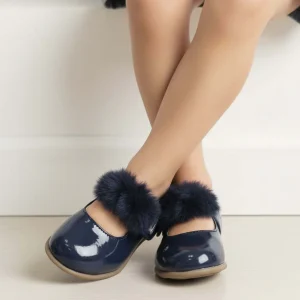 Ballerine Bambina MAYORAL Vernice Blu con Ecopelliccia - Eleganti dal 19 al 25