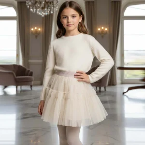 Gonna MONNALISA per occasioni speciali in tulle plissettato beige 8 anni - 10 anni
