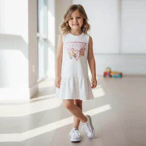 Abito GUESS con logo glitter rosa 2 anni - 7 anni