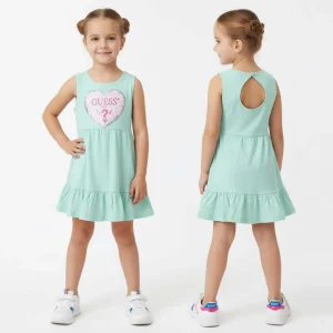 Abito GUESS con cuore di paillettes verde acqua 2 anni - 7 anni