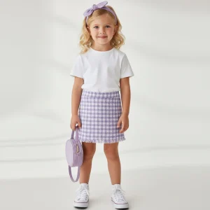 Gonna MONNALISA bianco e lilla in cotone 4 anni