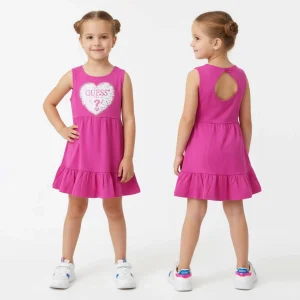 Abito GUESS con cuore di paillettes fuxia 2 anni -7 anni