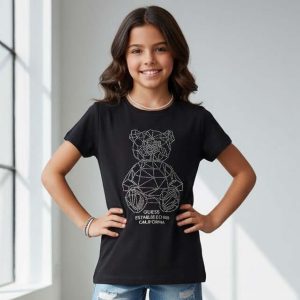 T-shirt GUESS nera con orsetto con strass 8 anni - 16 anni