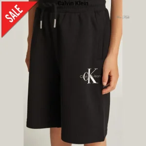 Bermuda CALVIN KLEIN modello sportivo nero con logo 4 anni - 16 anni