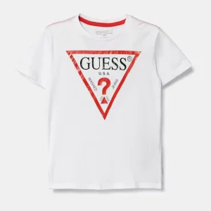 T-shirt GUESS bianca in cotone con logo 2 anni - 7 anni