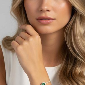 Bracciale Cecilia color oro zircone verde e trasparenti