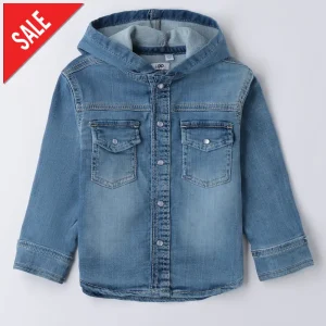 Camicia i DO in jeans per bambini con cappuccio dalla 12mesi alla 8anni