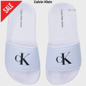 Ciabatta CALVIN KLEIN bianca con logo nero dal 30 fino al 40