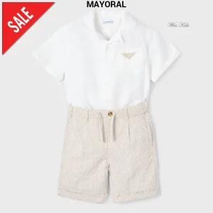 Completo MAYORAL camicia e bermuda in misto lino 2 anni - 10 anni