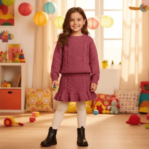 Completo MAYORAL in maglia maglioncino e gonna ciliegia 2 anni - 10 anni