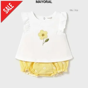 Completo MAYORAL neonata bianco e giallo 1 mese - 18 mesi