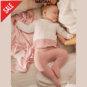 Completo MAYORAL neonata in filo panna e rosa 0 mesi - 9 mesi