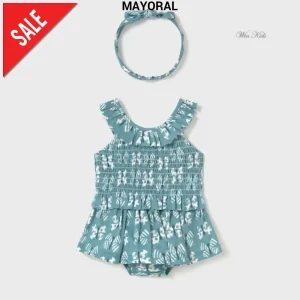 Completo MAYORAL top gonna e fascia verde con farfalle 6 mesi - 4anni