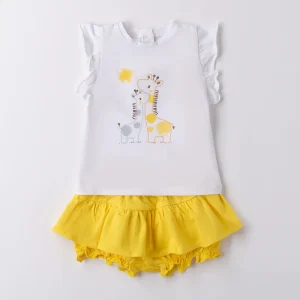 Completo i DO estivo per bambina bianco giallo dalla 3mesi alla 24mesi