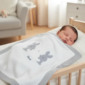 Coperta CHICCO neonato in ciniglia tema coniglietto