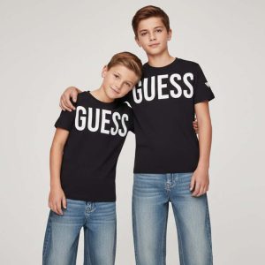 T-shirt GUESS maxilogo nera 2 anni - 16 anni