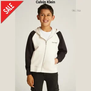 Felpa CALVIN KLEIN in cotone con cappuccio e zip 4 anni - 16 anni