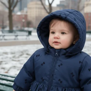 Giubbotto CHICCO blu per bambina con fiocchetti dalla 6 mesi alla 4 anni