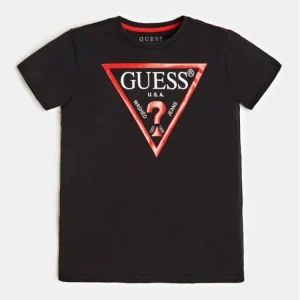 T-shirt GUESS in cotono nera con logo 3/6 mesi - 7 anni