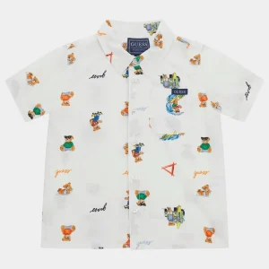 Camicia GUESS bianca con orsetti dalla 3-6 mesi alla 7 anni