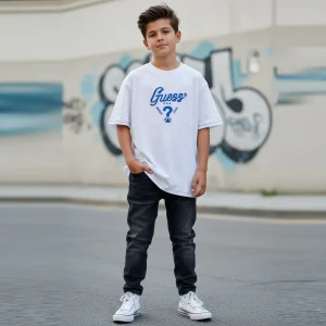 T-shirt GUESS logo bluette over size fit 8 anni - 16 anni