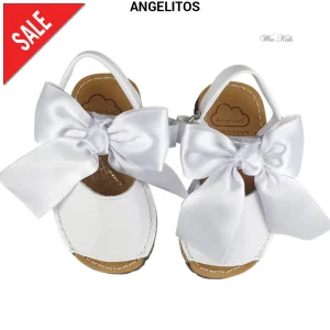 Sandali ANGELITOS in vernice bianca con fiocco removibile 20 - 34