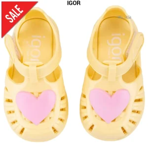 Sandali IGOR in gomma giallo con cuore rosa 20 - 28