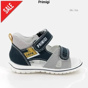 Sandali PRIMIGI bambino doppio velcro blu e grigio dal 19 al 26